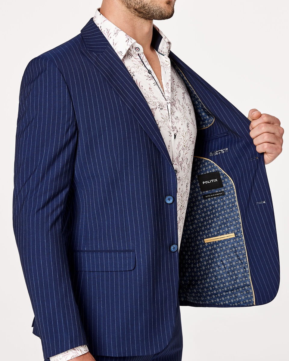 Barni Suit Jacket, Cobalt/Pinstripe, hi-res